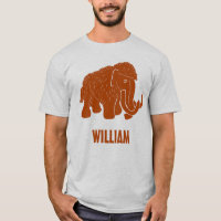 Rust Red Cartoon Wooly Mammoth Personalizado