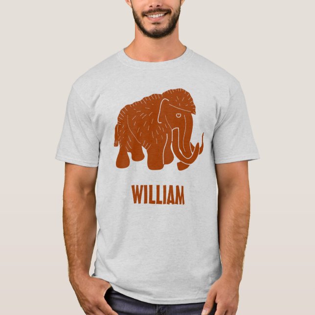 Camiseta Rust Red Cartoon Wooly Mammoth Personalizado (Frente)
