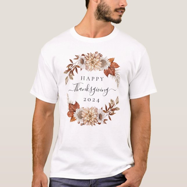 Camiseta Rustic Fall Deixa Feliz Ação de Graças (Frente)