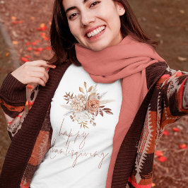 Camiseta Rustic Florals Terracotta Happy Ação de Graças