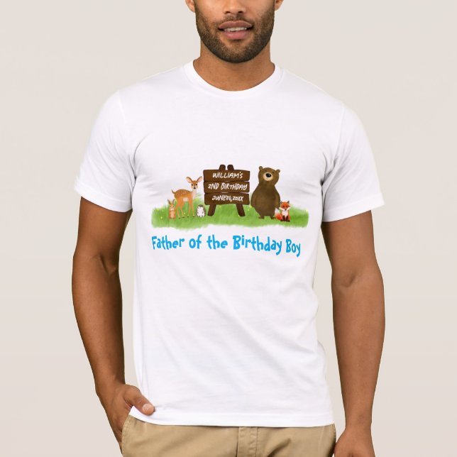 Camiseta Rustic Forest Birthday Party Animals Father  (Frente)