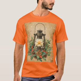 Camiseta Rustic lantern christmas holly pine cozy festive 