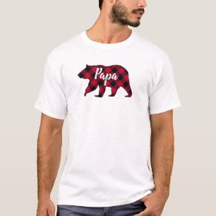 Camiseta Rustic Papa Bear Red Buffalo Xadrez T-Shirt