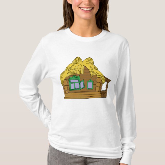 Camiseta Rustic Slavic Log House Traditional Thatched Roof (Frente)