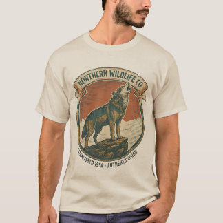 Camiseta Rustic Vintage Howling Wolf Nature Lover