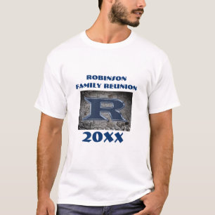 Camiseta Rústico Família - Reunião Azul - Letra R Monogr