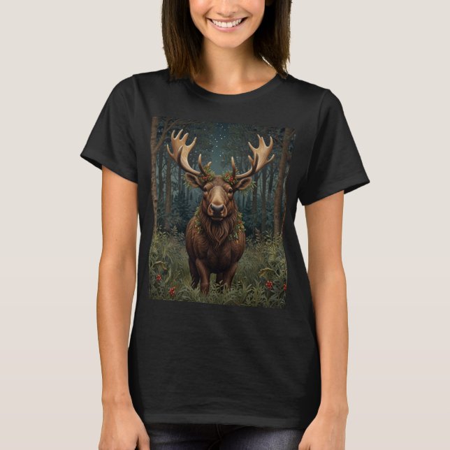Camiseta Rústico veado alce de Natal boho floresta floresta (Frente)