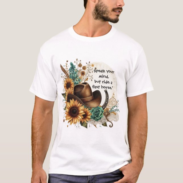 Camiseta Rústicos Girassóis Fale sua mente Homens T-Shirt (Frente)