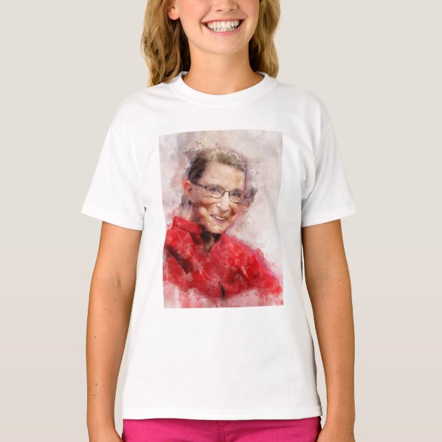 Camiseta Ruth Bader Ginsburg Smiling Watercolor Retrato R (Frente)