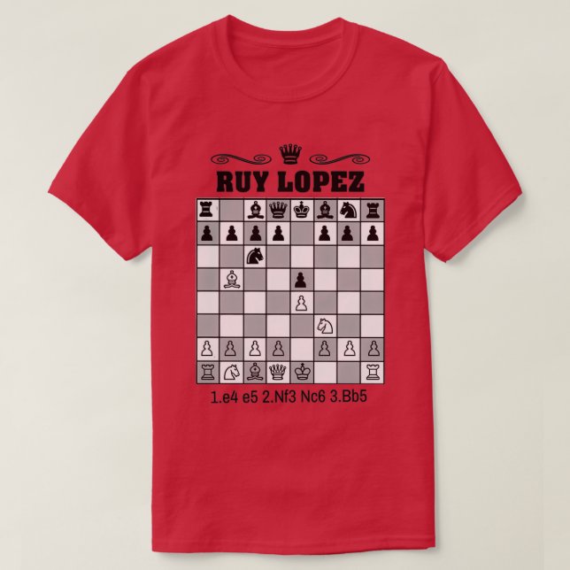 Camiseta Ruy LopezChess Abrindo (Frente do Design)