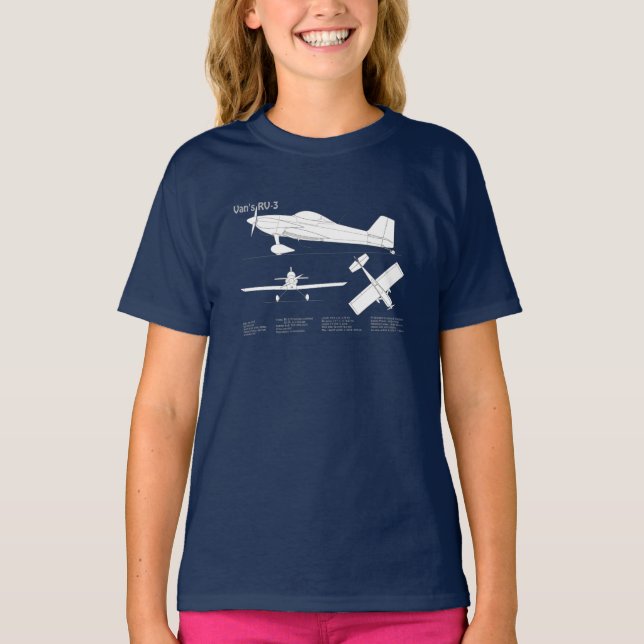 Camiseta RV-3 de Van - Planos de Impressão de Avião ABD (Frente)