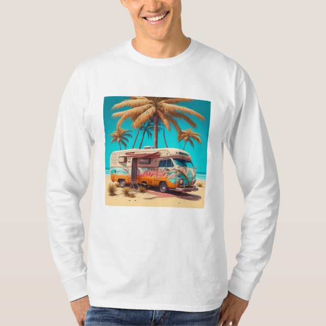 Camiseta RV retrô e palmeiras (Frente)