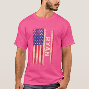 Camiseta Ryan Sobrenome Shirt Ryan Name American Flag