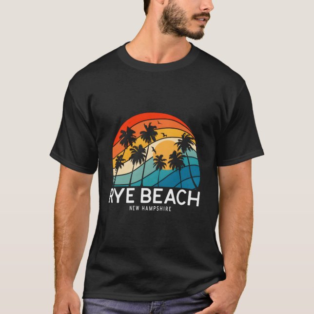Camiseta Rye Beach New Hampshire Palm Tree Tropical Beach (Frente)
