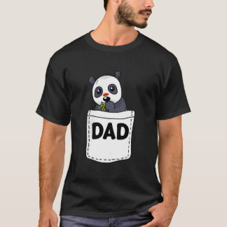 Camiseta S Dad Panda Pocket Fathers Day Animal Papa Grandpa