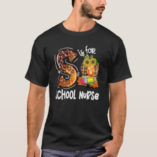 Camiseta S É Para Enfermeira Escolar Abóbora Leopardo De Aç