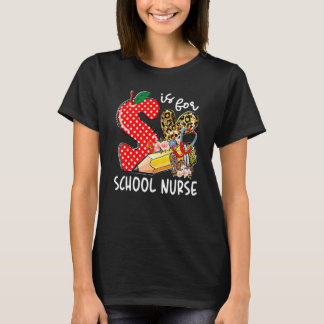 Camiseta S é para Enfermeira Escolar Feliz Primeiro Dia de 