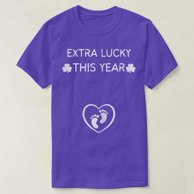 Camiseta s Extra Lucky This Year St Patricks Day Pregnancy  (Frente do Design)