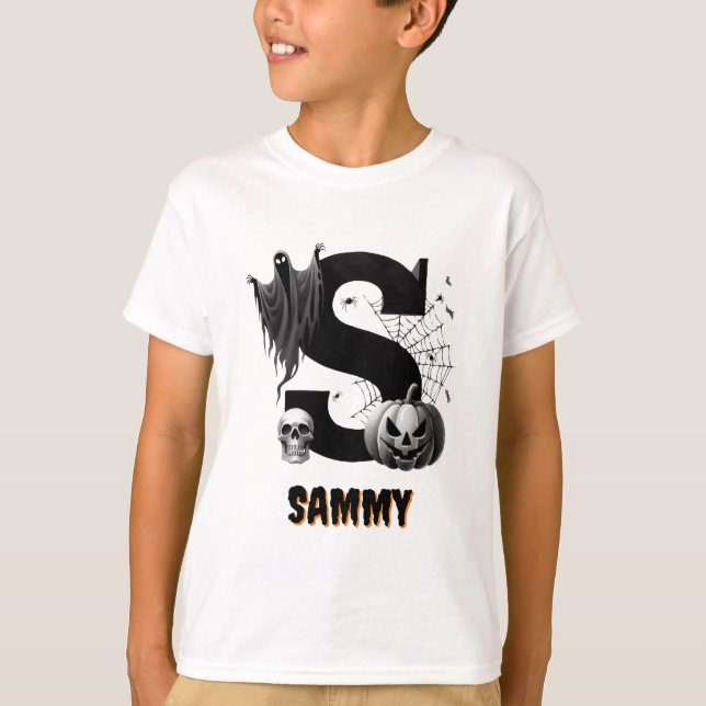 Camiseta S InicialTrick ou Tratar o Dia das Bruxas (Frente)