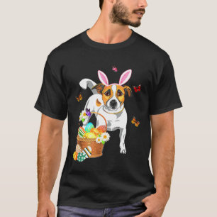 Camiseta S Jack Russell Bunny Ear Com Páscoa De Ovos