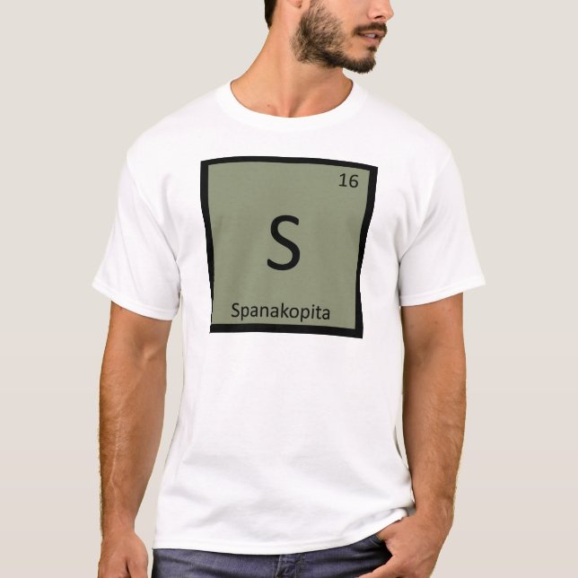 Camiseta S - Mesa Periódica de Química Apetista de Spanakop (Frente)