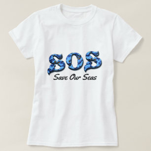 Camiseta 'S.O.S. ~ Save Our Seas' Mensagem Aquática de Ale
