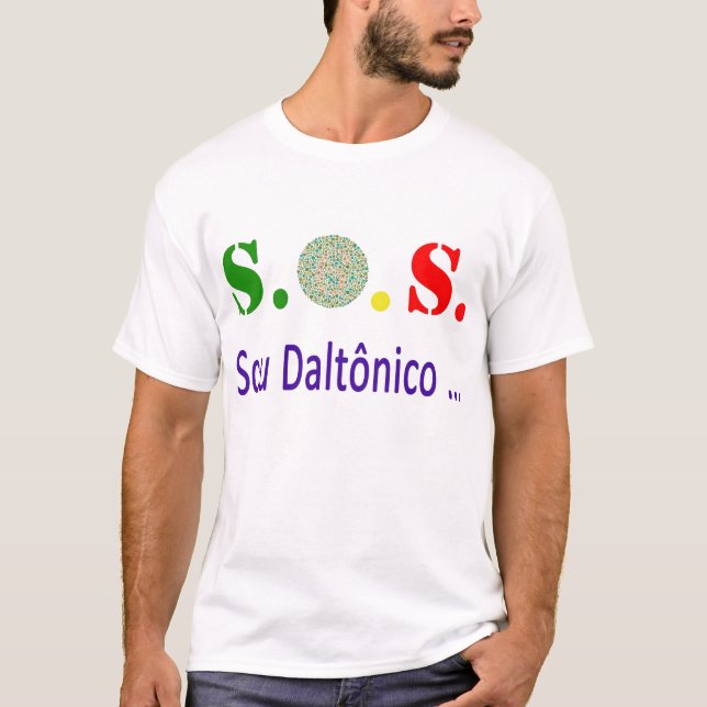 Camiseta S.O.S. Sou Daltônico (Frente)