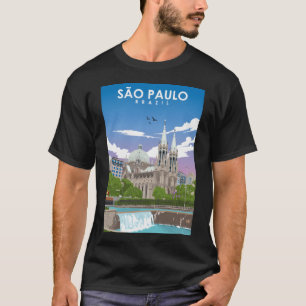 Camiseta S � Paulo Brasil Poster de viagens Retrominimalist