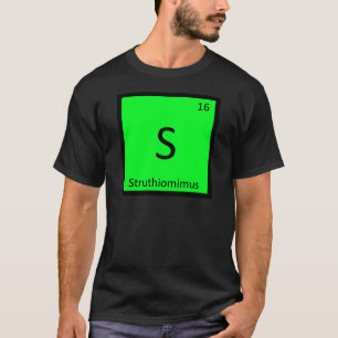 Camiseta S - Símbolo do Dinossauro Struthiomimus na Tabela 
