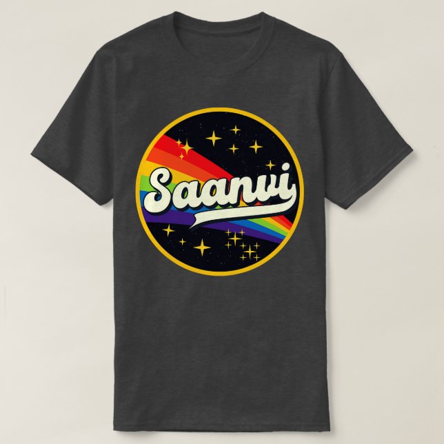 Camiseta Saanvi Rainbow No Space Vintage Style (Frente do Design)
