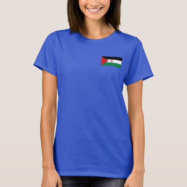 Camiseta Saara Ocidental Bandeira e T-Shirt Map Dk (Frente)