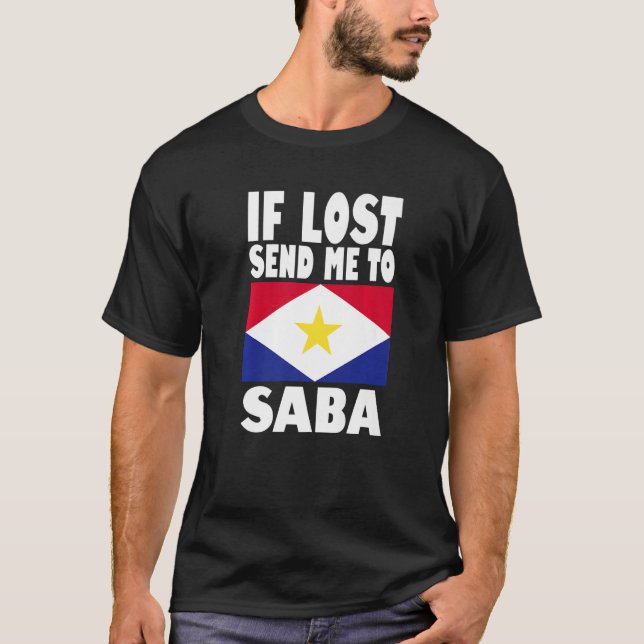 Camiseta Saba Flag Design Se perdido me envie para Saba Pre (Frente)