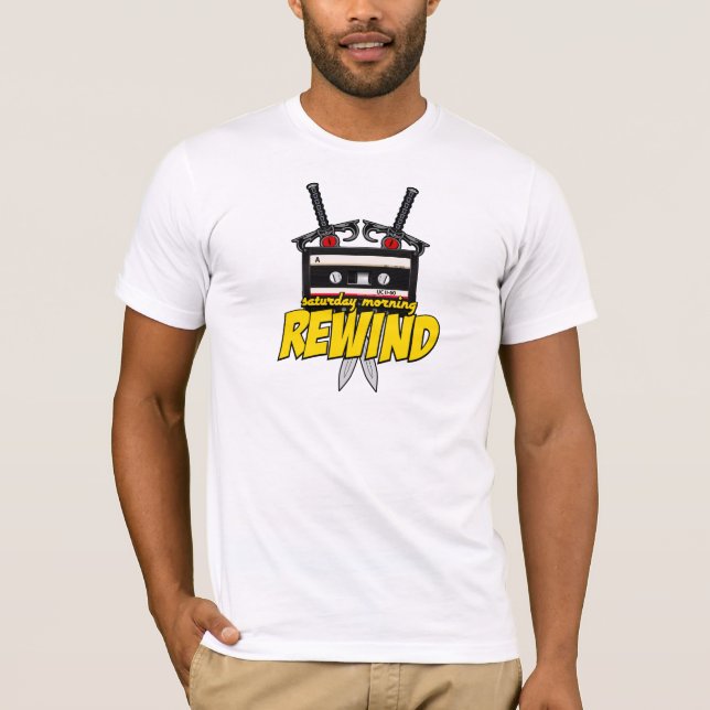 Camiseta Sábado de manhã rebobinação (desenhos animados (Frente)