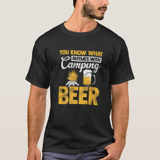 Camiseta Sabe O Que Rita Com O Acampamento? Beer Camper Nat (Frente)