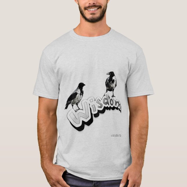Camiseta Sabedoria - Dois corvos sábios sobre fundo branco (Frente)