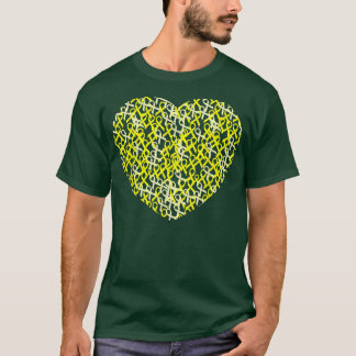 Camiseta Saber da infância Cancer Coração Amarelo da Fita