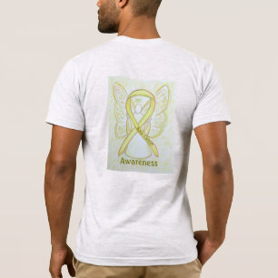 Camiseta Saber do Cancer Ósseo Teto Anjo de Fita Amarela