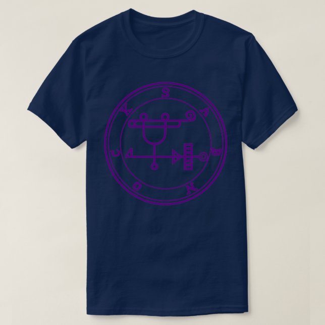 Camiseta Sabnock Sigil constrói torres altas roxas (Frente do Design)