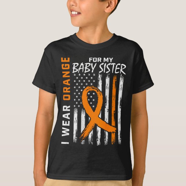 Camiseta Sabor da Irmã do Bebê da Faixa Laranja Leucemia (Frente)