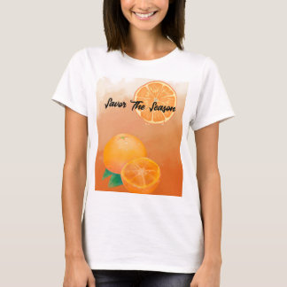 Camiseta Saboreie A Temporada Aguarela Botânica de Laranja