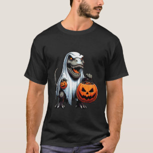 Camiseta Saca de Doces Assustador Dinossauro Fantasma Hallo