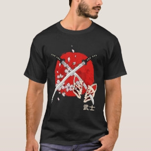 Camiseta Saca de Katana de Samurai da Flor de Cerejeira Jap