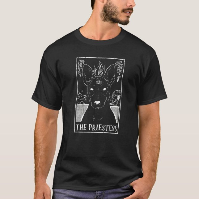 Camiseta Sacerdote Basenji Tarot Card Pagan Goblincore (Frente)
