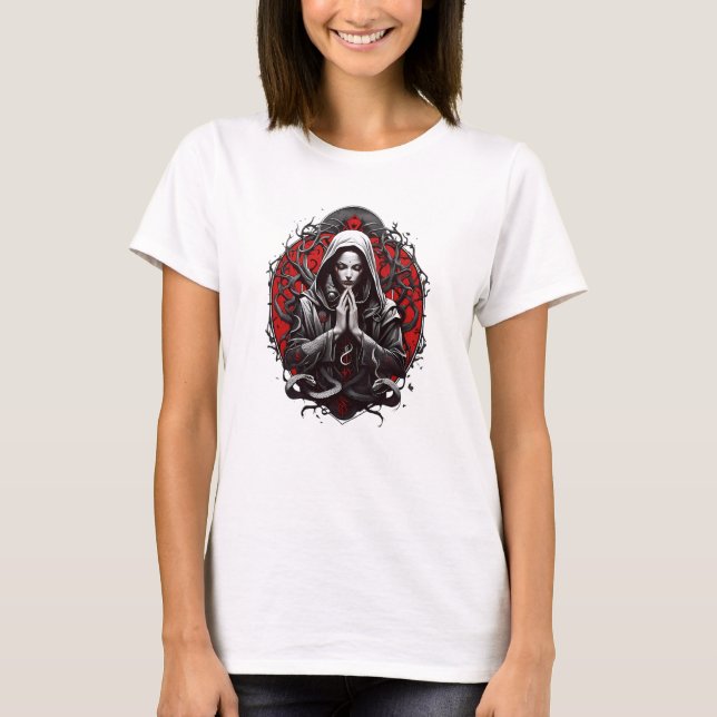 Camiseta Sacerdote Serpente da Grove Sombra (Frente)