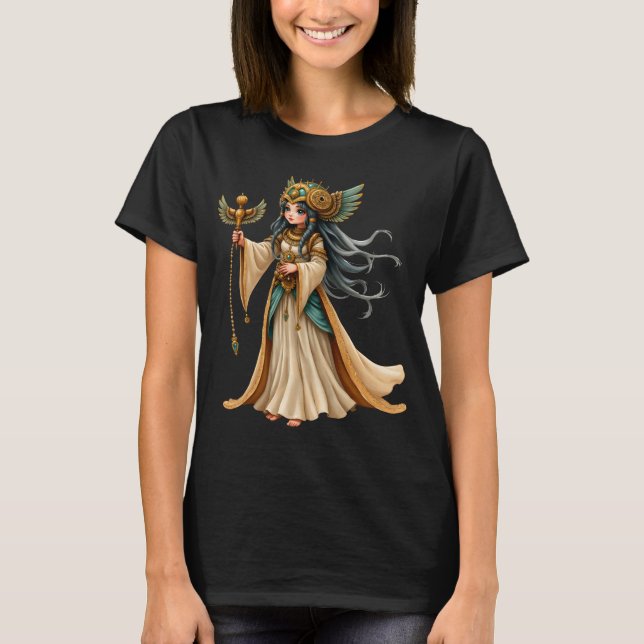 Camiseta Sacerdotisa Celestial da Pirâmide Dourada. (Frente)