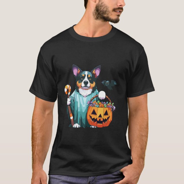 Camiseta Saco de Doces Assustador de Cachorro de Fantasma d (Frente)