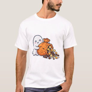 Camiseta Saco de Doces de Ghost Trick or Treat Arte de Hall