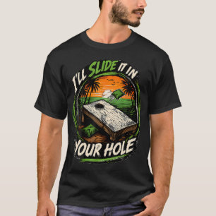 Camiseta Saco de Feijão Engraçado para Cornhole Vou Desliza