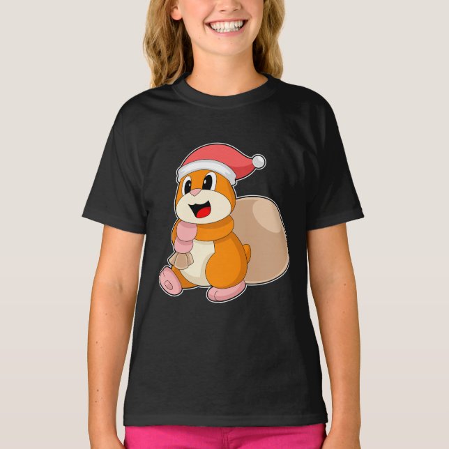 Camiseta Saco de Natal de Hamster (Frente)