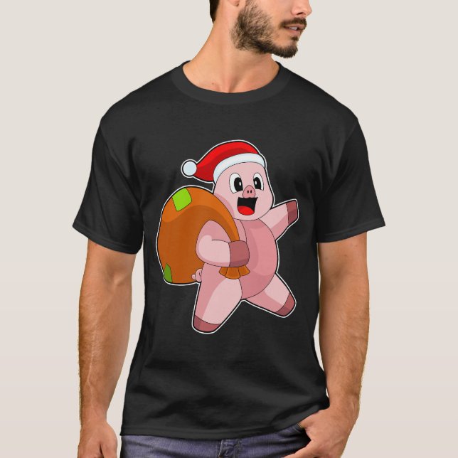 Camiseta Saco de Natal de Porco (Frente)